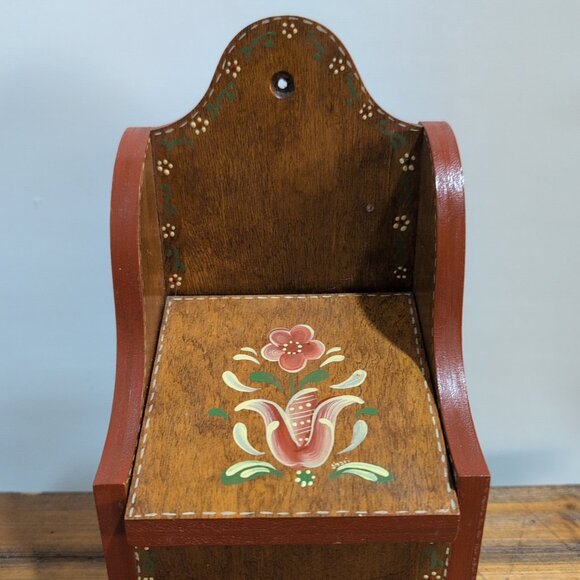 Handmade Other - Wooden Vintage Rosemaled Recipe Card Trinket Storage Box